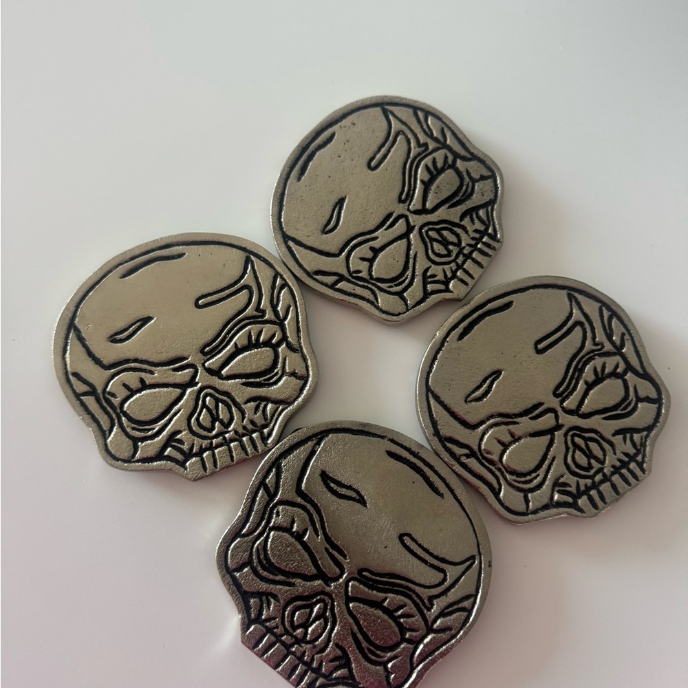 Skull Design Metal coaster Set